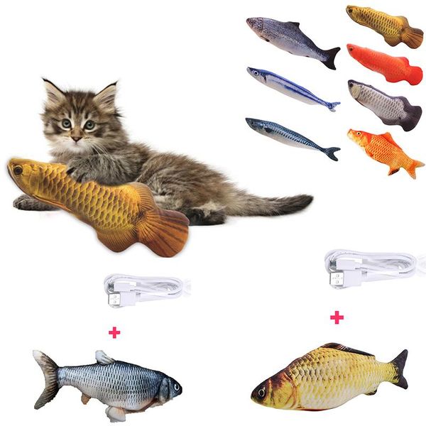 

cat toys 30cm electronic pet fish toy usb battery charging chewing playing simulation biting supplies