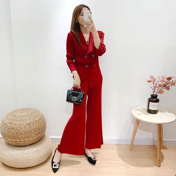 

women's two piece pants fashion casual suit 2021 autumn and winter style big size commuters professional sets women, White