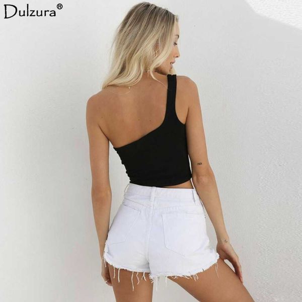 

dluzura shoulder sleeveless crop tank 2021 summer women skinny red black white solid shirt