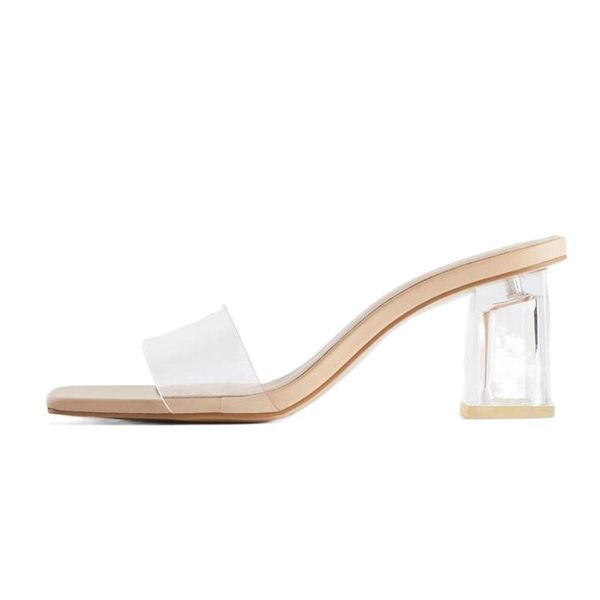 

heel mule shoes thick heeled high heel with open toe sandals women size 35-40 lady slippers slides, Black