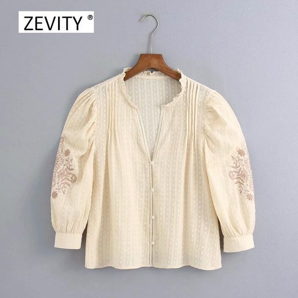 

women's blouses & shirts women vintage flower embroidery pleats puff sleeve casual smock blouse ladies agaric lace press chic ls6962, White