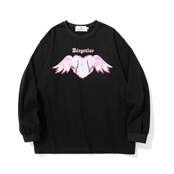 

sweatshirts love print round neck sweater men bf lazy style loose long sleeve street trend base pullover hoodie, Black