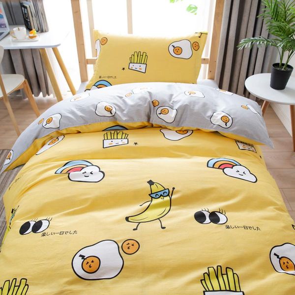 

bedding sets cotton single twin 3pcs set bedroom duvet cover flat bed sheet pillowcase home linings bedclothes cartoons banana