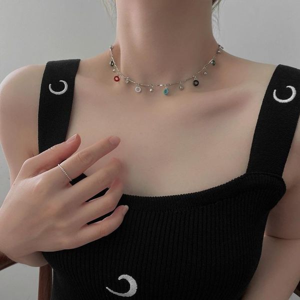 

chains colorful donut necklace girls splicing necklaces women creative cute sweet cool clavicle chain silver color zinc alloy collares