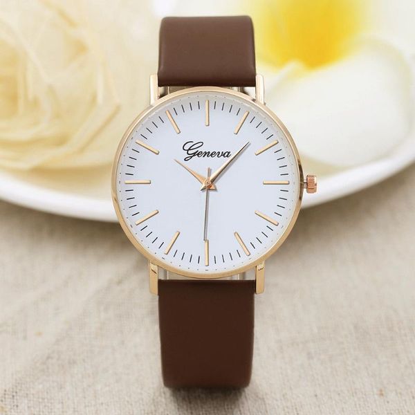 

fashion thin quartz watch belt ladies watch lovers, Slivery;brown