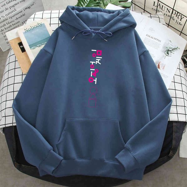 

men's squid game cloth, korean tv seri printed hoodie, warm polar sweatshirt, harajuku street large cloth, autumn and winter, Black