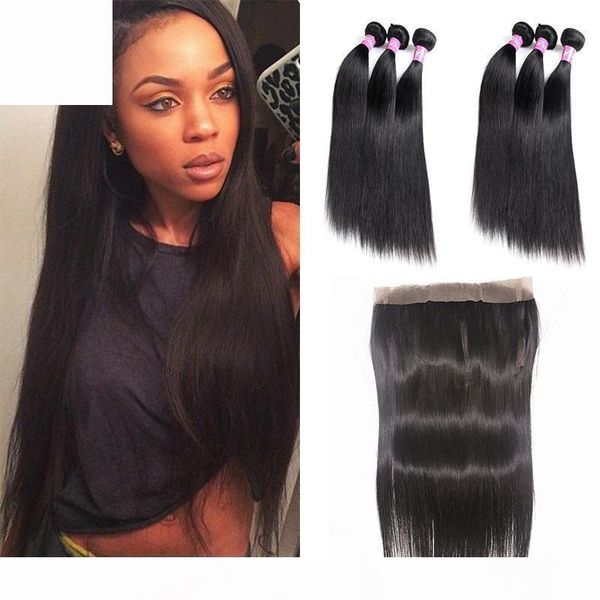 

dilys brazilian hair bundles with 360 degree hair closure peruvian indian unprocessed human hair with closure natural color, Black;brown
