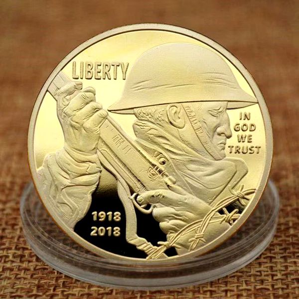 

non magnetic first world war soldier liberty united stated army eagles craft gold plated challenge coin
