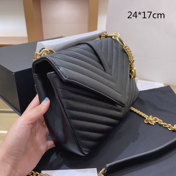 

2021 women black chain bags designer crossbody shoulder bag fashion envelope messenger luxury zig zag purses letter gold sequin high quality