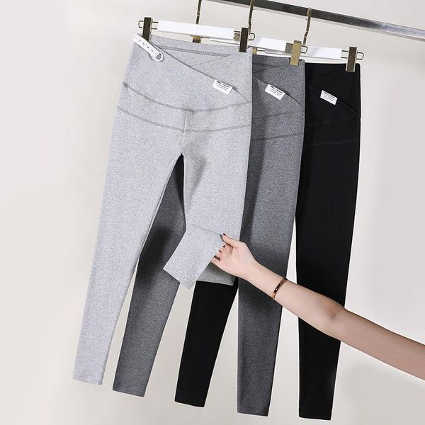 

95% cotton across v low waist belly maternity skinny legging adjustable pants clothes for pregnant women spring pregnancy, White