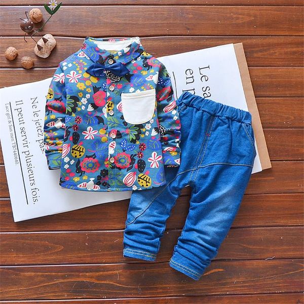

clothing sets kids toddler boy casual clothes set for baby boys gentleman floral spring autumn long sleeve t shirt + pants outfits 2 3 4 yea, White