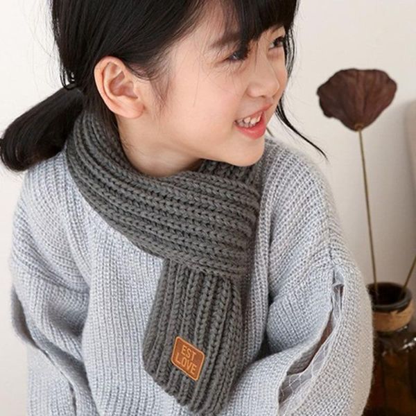 

caps & hats kids scarf autumn winter korean fashion children's knitting baby bib wool versatile female warm girl boy, Yellow