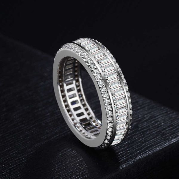 

100% 925 sterling silver three rows luster of gem rectangular couple engagement women luxury flashing european mens rings jewelry gift xr085, Slivery;golden