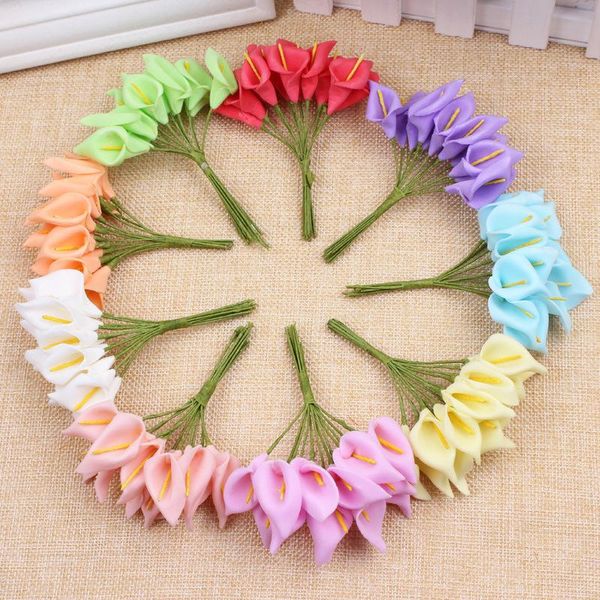 

decorative flowers & wreaths 144pcs 2cm mini pe foam calla artificial flower bouquet wedding decoration diy wreath fake gift box decor