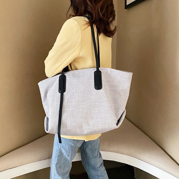

women fashion handbag 2020 new capacity lady shoulder bag solid color designer handbags canvas lady shoulder bag