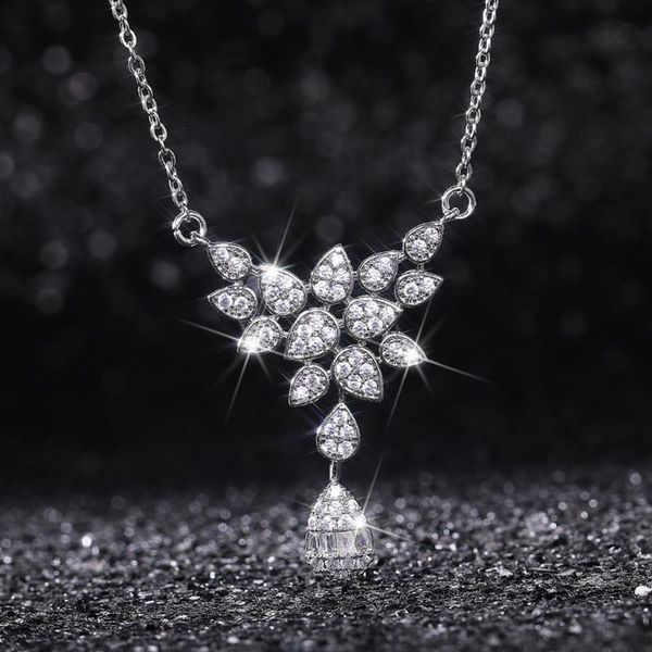 

chains wukalo gorgeous women wedding necklace full paved dazzling cz stone engagement party necklaces trendy jewelry, Silver