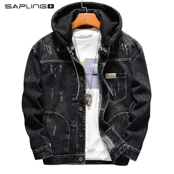 

men's jackets hooded denim jakets autumn winter jean fashion mens outwear korean style casual coats m-3xl, Black;brown