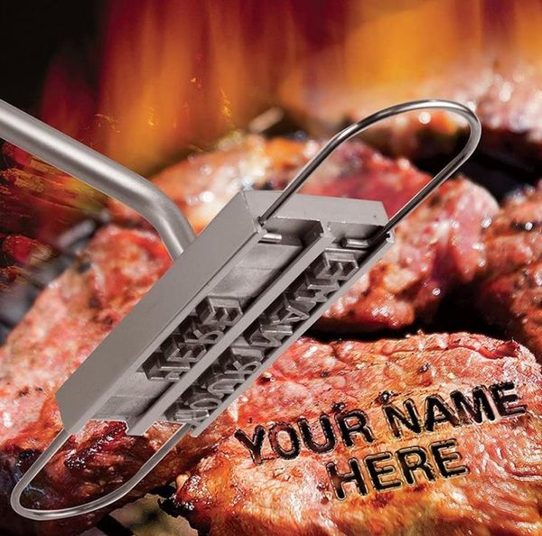 BBQ Barbecue Branding Strumenti di ferro con 55 lettere intercambiabili Alfabeto con marchio di fuoco Alfabeto Alminum Cottura all'aperto per carne di bistecca SN5231