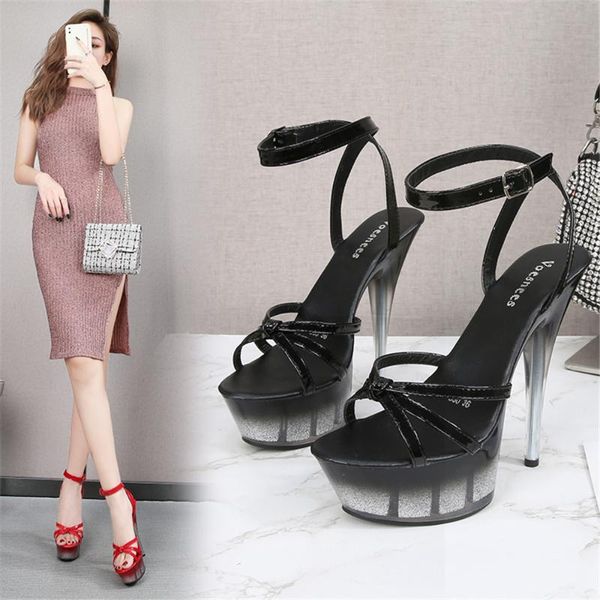 

new stilettos for women platform clear heel gold-dust thin heels sandals bling fashion girls party club shoes black white