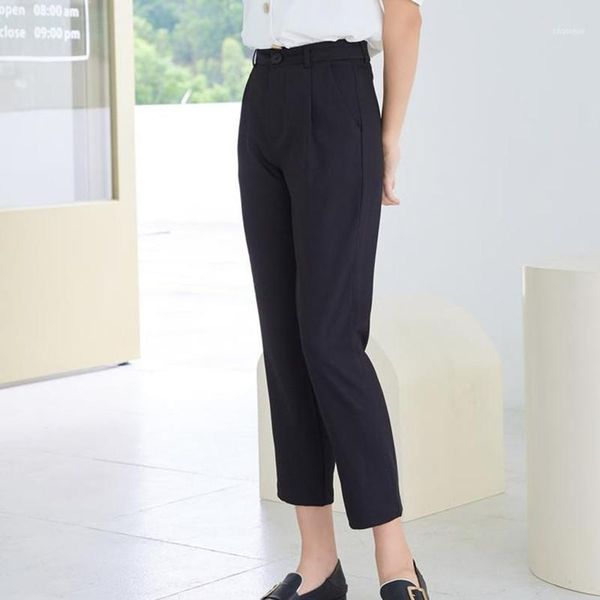 

plus size casual high waist radish harem pants women bottoms british suit solid straight loose trousers1, Black;white