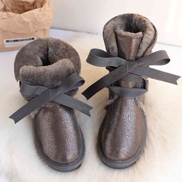 

boots women's waterproof boots snow genuine winter women's shoes anti-slip rubber soles roh5, Black