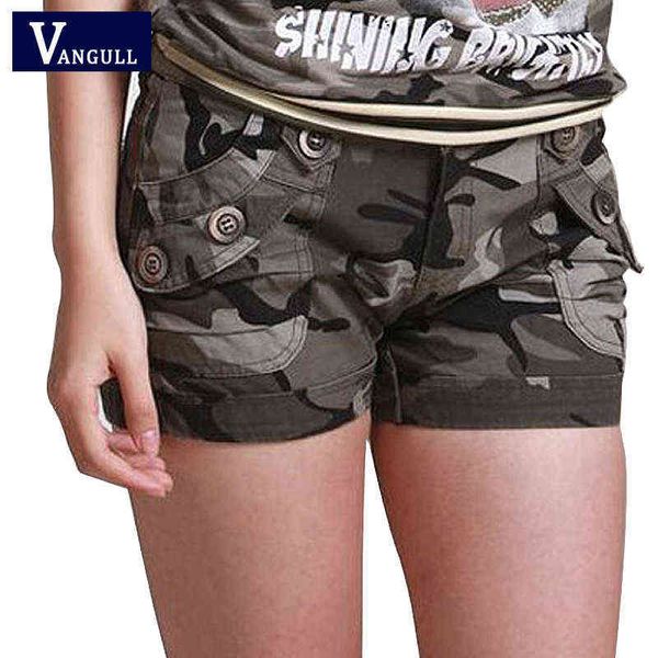 Vangull Camouflage Shorts 2020 Damen Slim Fit Military Damen Mädchen Reißverschlusstasche Mini Shorts Overalls Jeans Combat Cargo Shorts Y220311