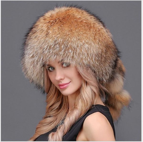 

berets real fur hats ushanka with tail fashionable stylish natural brown thick warm winter luxury raccoon russian hat from china, Blue;gray