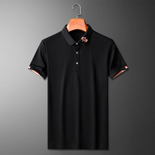 

bee decoration polo shirts 100% cotton short sleeve polo shirts summer casual shirt high-quality business social clothing m-5xl, White;black