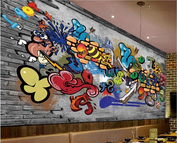 

3d wallpaper custom p mural hand drawn colorful graffiti brick wall home decor 3d wall murals wallpaper for living room in rolls