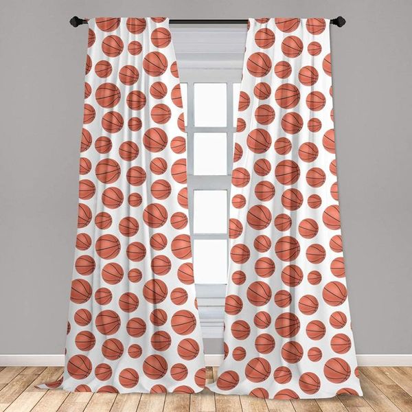 

curtain & drapes basketball window curtains realistic style balls pattern on white classical sports themed with rod pocket
