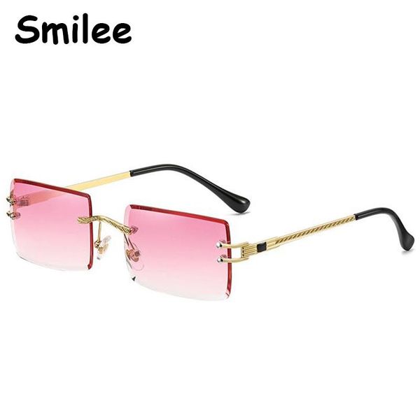 

sunglasses fashion rimless pink gradient square women designer luxury small rectangle eyeglasses classic vintage sun glasses, White;black