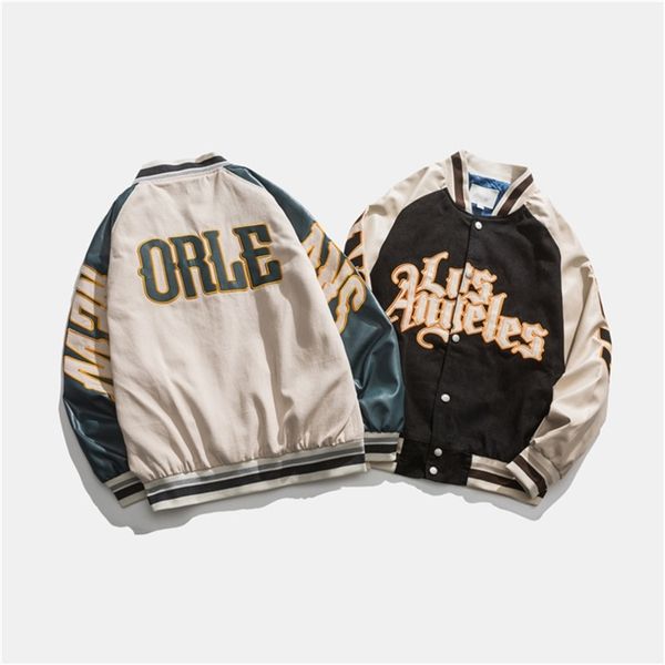 

harajuku embroidery baseball jacket spring&autumn women's coat men's couple bomber boyfriend style hiphop streetwear 211109, Black;brown