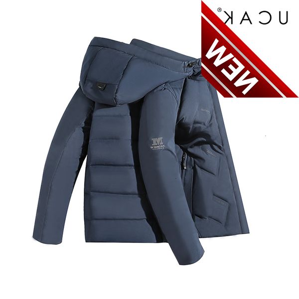 

ucak brand 90% white duck hooded down jackets clothing men winter new arrival classic streetwear casual coat u8335, Black