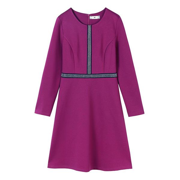

casual dresses french long sleeve dress purple o-neck a-line office lady oversized zipper plus size xxl 3xl 4xl 5xl 2021 women clothing, Black;gray