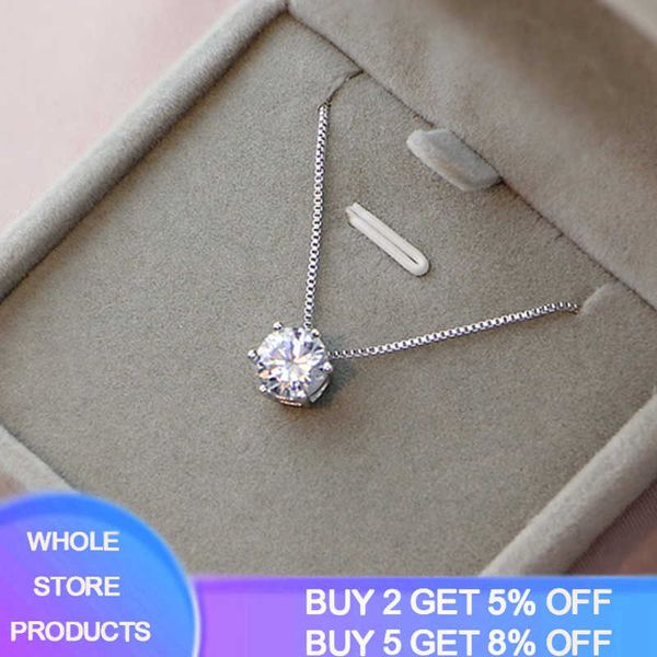 

designer necklace 925 silver women's fashion jewelry crystal zircon round retro simple pendant long 40/45/50cm