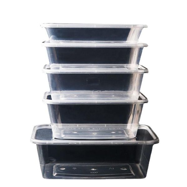 

storage bags 100pcs/pack thick square disposable lunch box food package takeaway plastic fast fruit salad crisper with lid