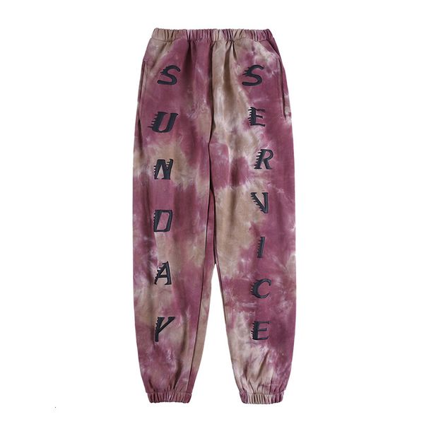 

2021 new kanye west sunday service tie-dye printed jogger sweatpants hiphop casual men cotton pants trousers p4pi, Black