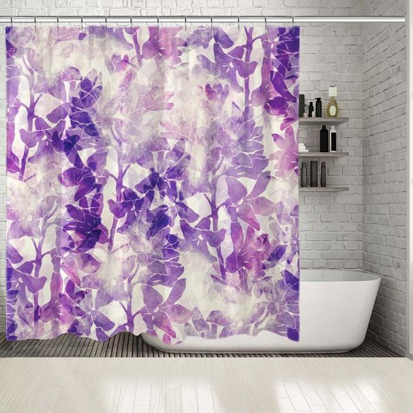 

shower curtains curtain flower plants in morning fog nature scene aged effect modern abstract artwork purple white