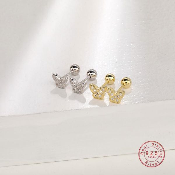 

stud 925 sterling silver korean exquisite crystal butterfly earrings women sweet romantic dating jewelry, Golden;silver