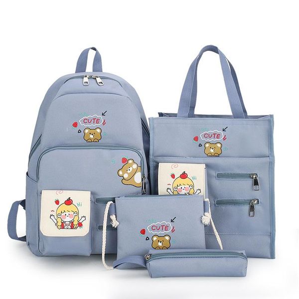 

school bags 2021 japanese cartoon print kids backpacks for teenager girls cute set canvas travel backpack schoolbag