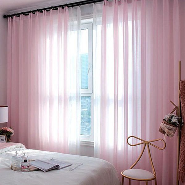 

curtain & drapes white pink curtains bedroom living room bay window screens semi-shading balcony yarn tulle door customizable