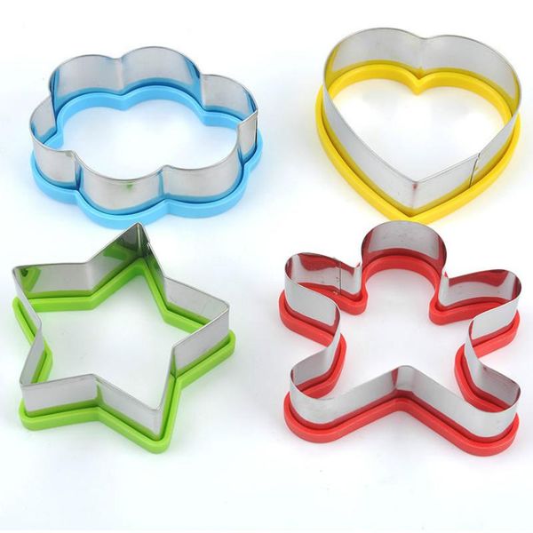 

baking moulds 4pcs/set biscuits mold christmas cookie cutter stainless steel +silicone cutters set ginger man stamp cookies