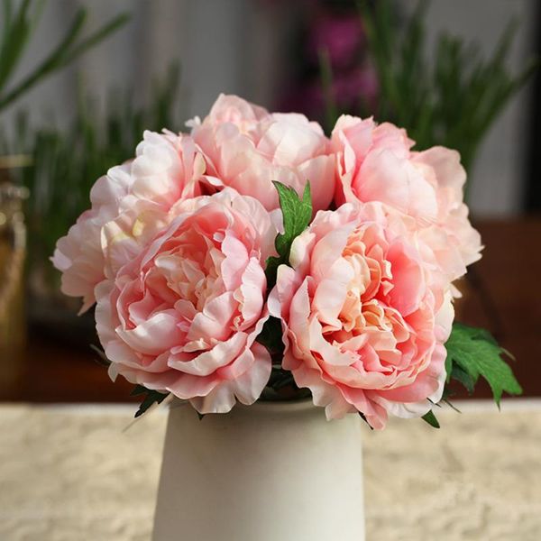 

artificial peony bouquet silk rose bridal bouquet floral wedding decoration mariage flower for home decoration accessories