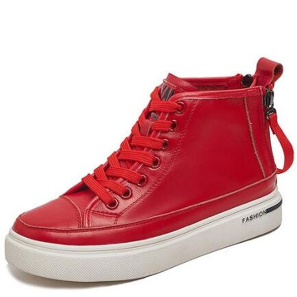 

boots zxryxgs full genuine leather autumn women sneakers shoes ankle thick bottom comfortable casual, Black