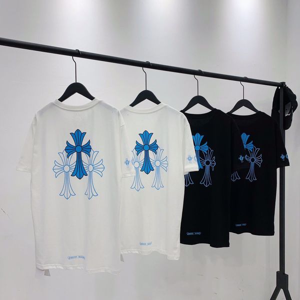 

t shirt summer horseshoe lake blue cross short sleeve couple, White