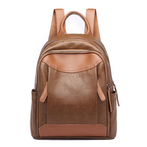 

outdoor bags 2021 pu soft leather backpack women korean women's travel student school bag