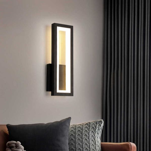 Lampade da parete moderne e minimaliste Soggiorno Camera da letto Comodino 16W AC96V-260V LED Sconce nero bianco Lampada Corridoio Illuminazione decorazione 210724