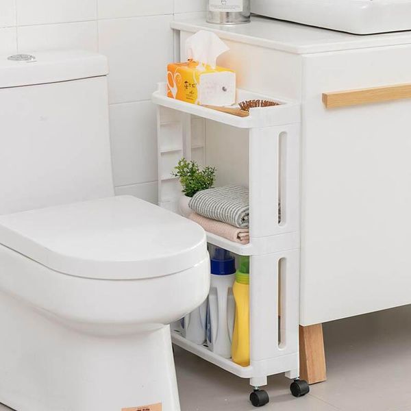 

hooks & rails detachable 4-layer storage rack in the kitchen, floor-standing wheeled for household living room, bathroom