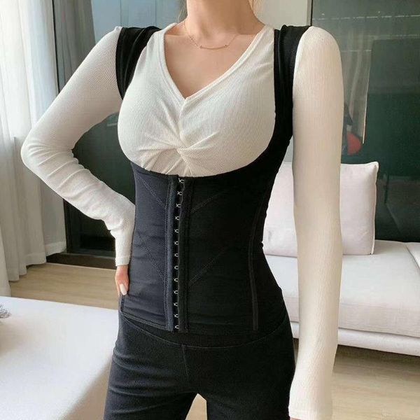 

women's shapers women tummy control underbust corset tank waist cincher back support posture corrector body shaper slimming vest, Black;white