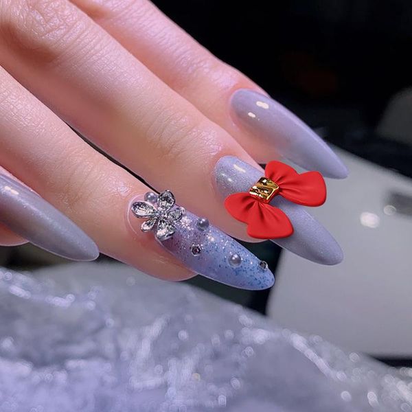 

nail art decorations 5 pcs bows accessories 3d metal resin small bow japanese jewelry manicure, Silver;gold